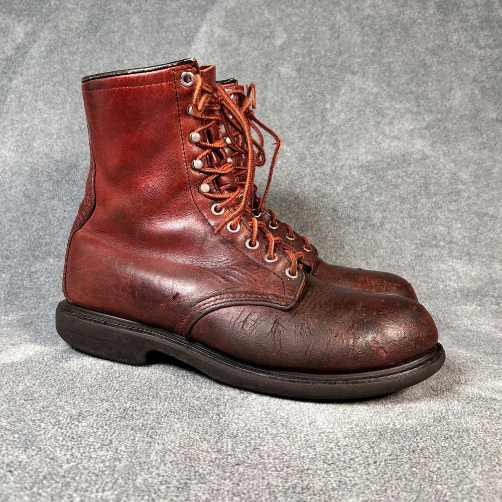 VTG Red Wing Boots Steel Toe Work Insulated Mens 8 D Brown Leather Made USA 1604